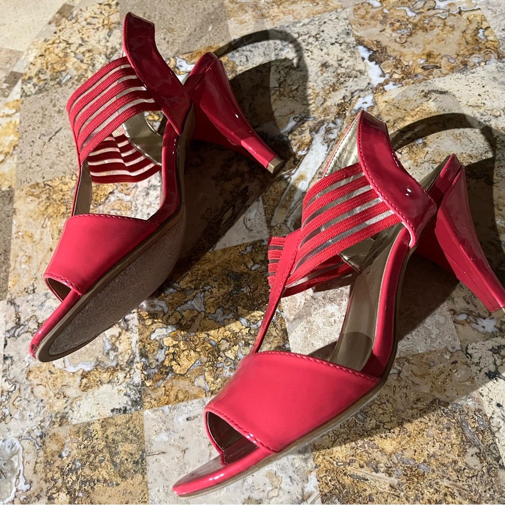 Karen Scott Red Heels with Ankle Strap